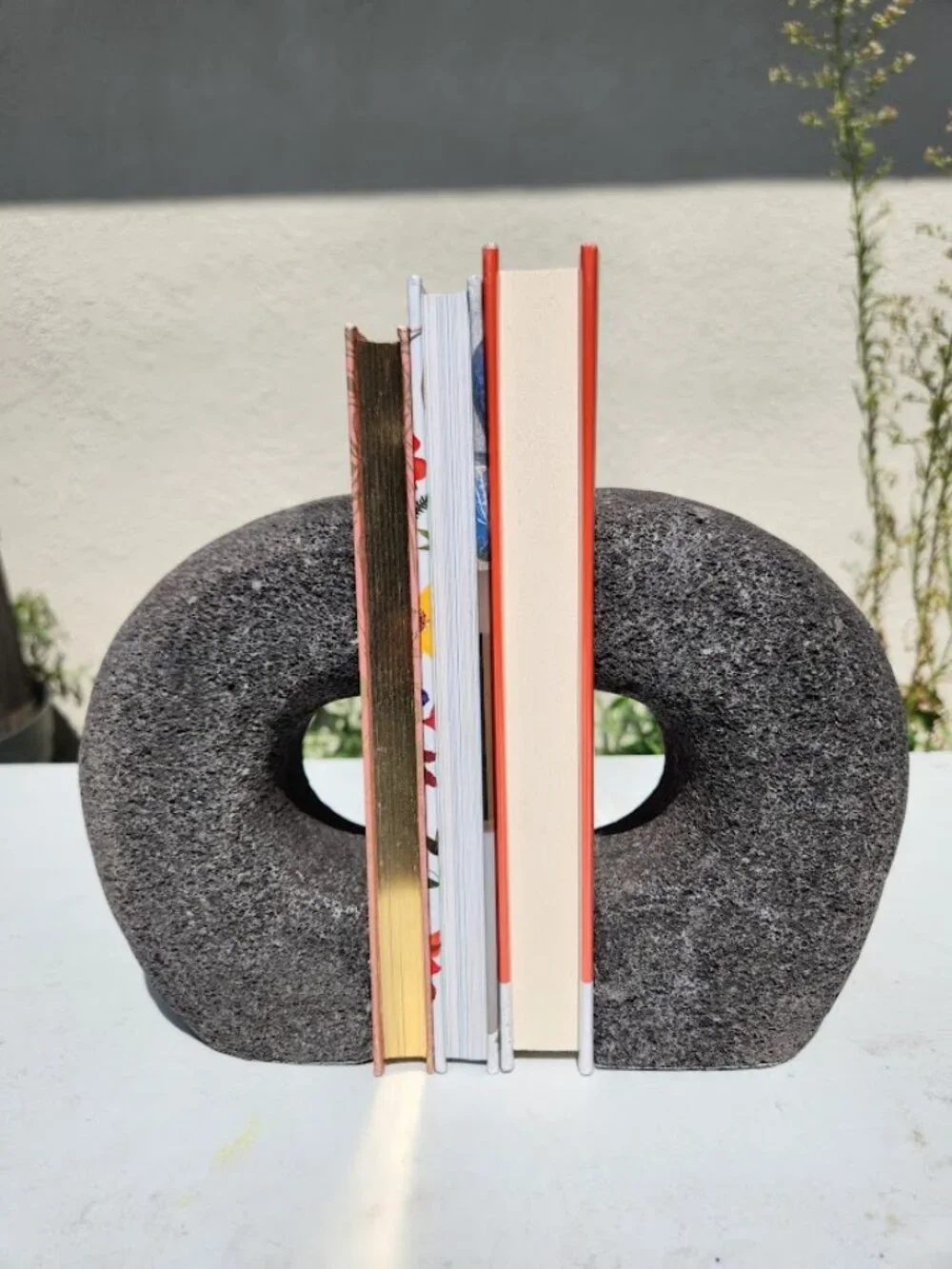 West Elm Lava Stone Bookends Book Ends Rock HEAVY Set of 2 Pair Minimalist